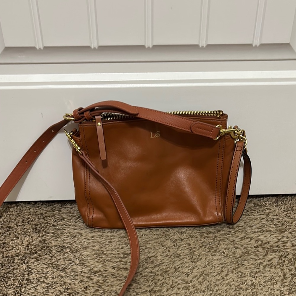Lo & Sons Pearl Brown Leather Crossbody Bag